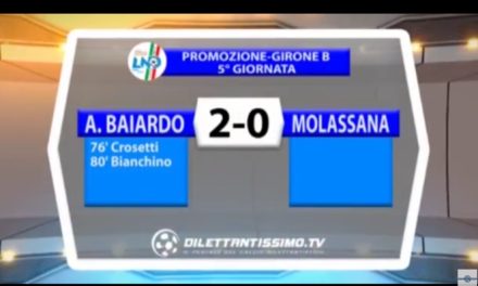 VIDEO: A.BAIARDO-MOLASSANA 2-0. Promozione Girone B. 5^ Giornata