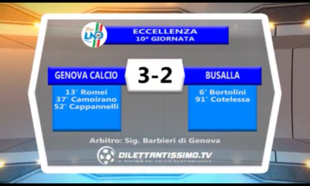 Video: Genova Calcio-Busalla 3-2. Eccellenza 10^ Giornata Campionato 2017/2018