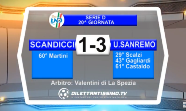 VIDEO – Serie D Girone E 20a Giornata: Gli highlights di Scandicci – U.Sanremo 1-3