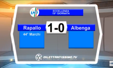 VIDEO – Eccellenza 19a giornata: Gli highlights di Rapallo-Albenga 1-0