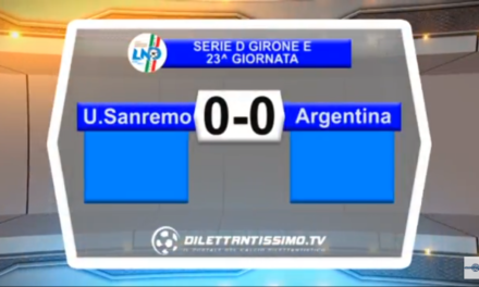 VIDEO, SANREMESE-ARGENTINA 0-0, Serie D Girone E, 23^ giornata. Interviste FONTE RIVIERA SPORT.IT