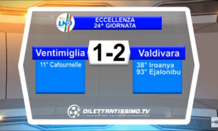 VENTIMIGLIA-VALDIVARA 1-2. Promozione Girone A 23^ giornata stagione 2017/2018