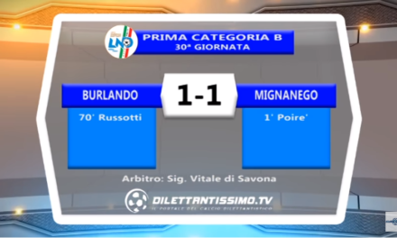 VIDEO – Prima B: Gli highlights di Burlando-Mignanego 1-1