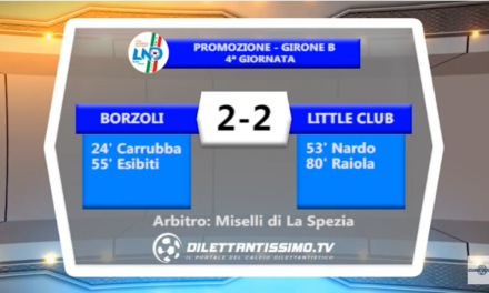 VIDEO – SERVIZIO TV PROMOZIONE B. Botta e risposta fra Borzoli e Little Club: al “Piccardo” finisce 2-2