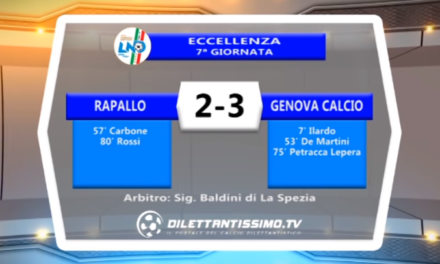 VIDEO – Eccellenza: Il servizio di Rapallo – Genova Calcio 2-3