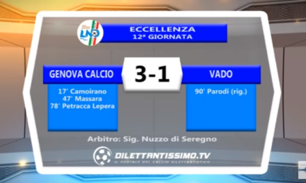 VIDEO – Eccellenza: Il servizio di Genova Calcio-Vado 3-1