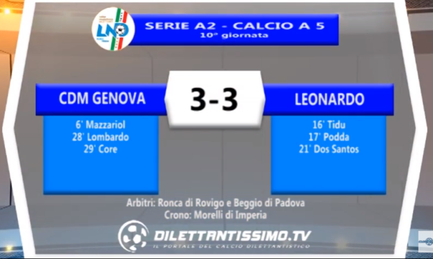 VIDEO – Futsal Serie A2: Il servizio di CDM Genova-Leonardo 3-3