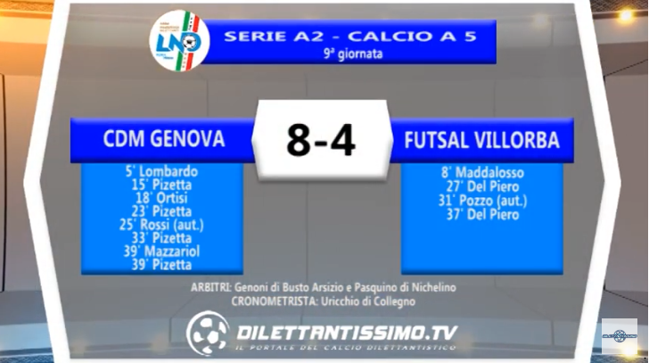 VIDEO – Futsal Serie A2: Il servizio di Cdm Genova-Futsal Villorba 8-4