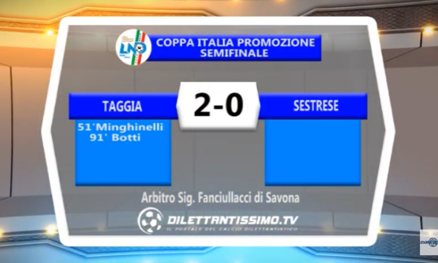 VIDEO – Coppa Italia Promozione. Il servizio di Taggia-Sestrese 2-0