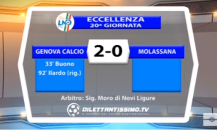 VIDEO – Eccellenza: Il servizio di Genova Calcio-Molassana 2-0