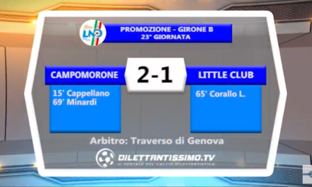 VIDEO – Promozione B: Il servizio di Campomorone-Little Club 2-1