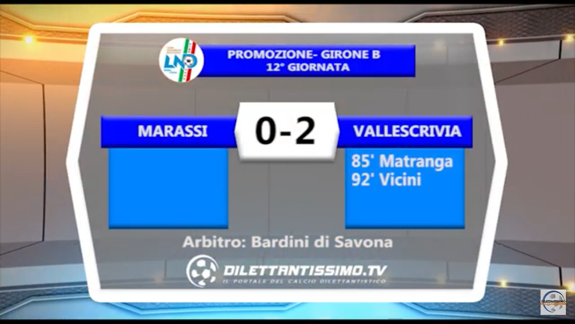 VIDEO: MARASSI-VALLESCRIVIA 0-2 Highlights + Interviste