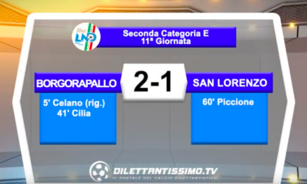 BORGORAPALLO – SAN LORENZO 2-1: Highlights della partita