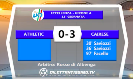 ATHLETIC – CAIRESE 0-3: Highlights della partita + interviste