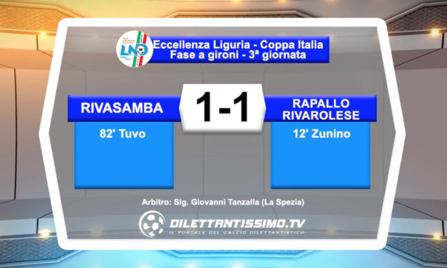 Coppa Italia Eccellenza || RIVASAMBA – RAPALLO RIVAROLESE 1-1: gli highlights della partita