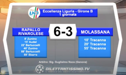 VIDEO – Rapallo Rivarolese – Molassana 6-3: le immagini del match