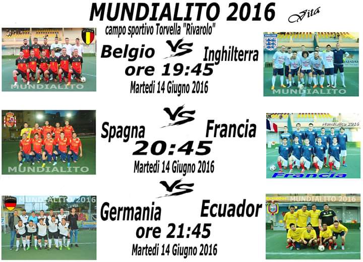 MUNDIALITO: dopo la sosta si riprende martedì 14 giugno