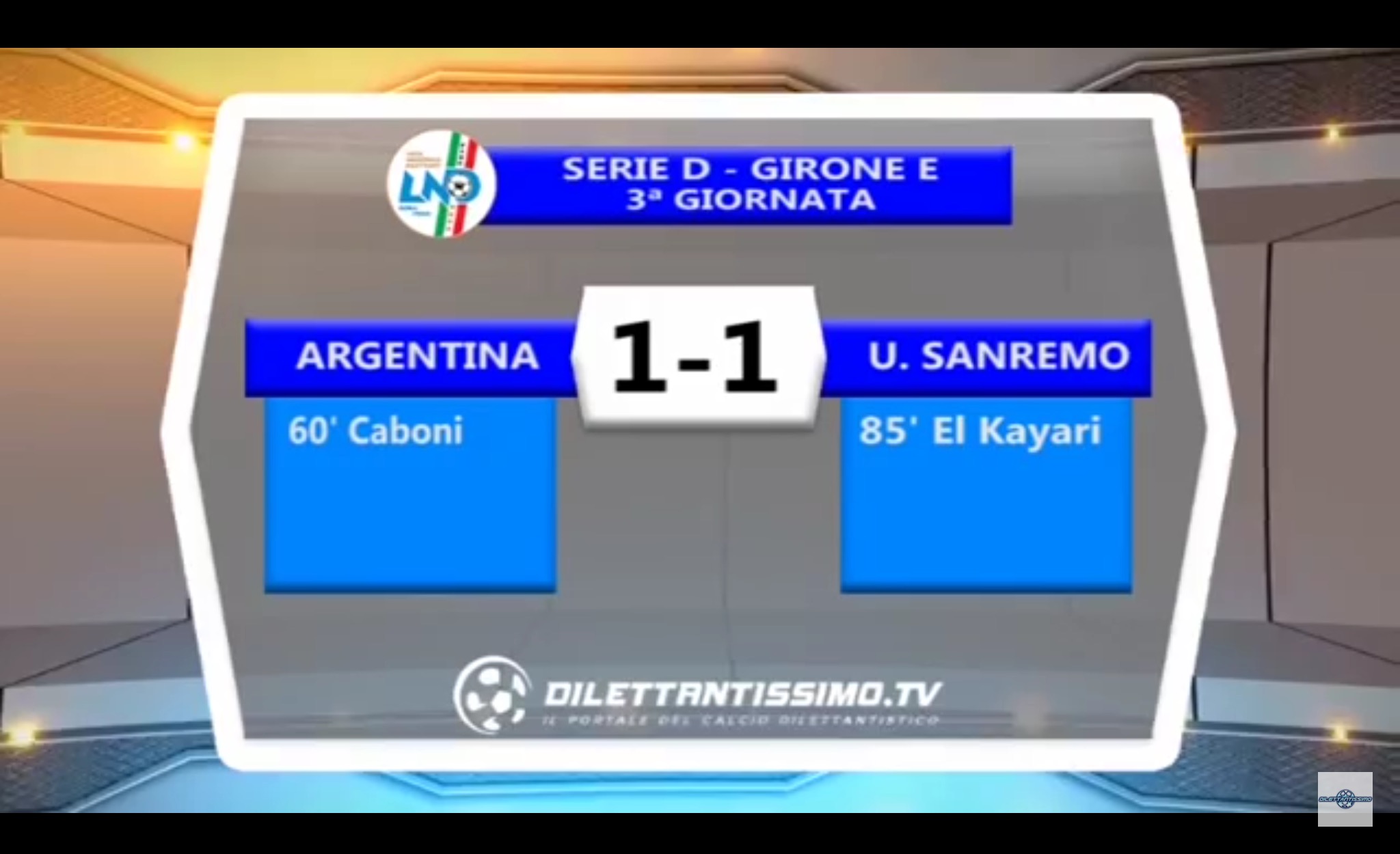 VIDEO: ARGENTINA-U.SANREMO 1-1. Serie D Girone E. Grazie a Nicola Cosentino