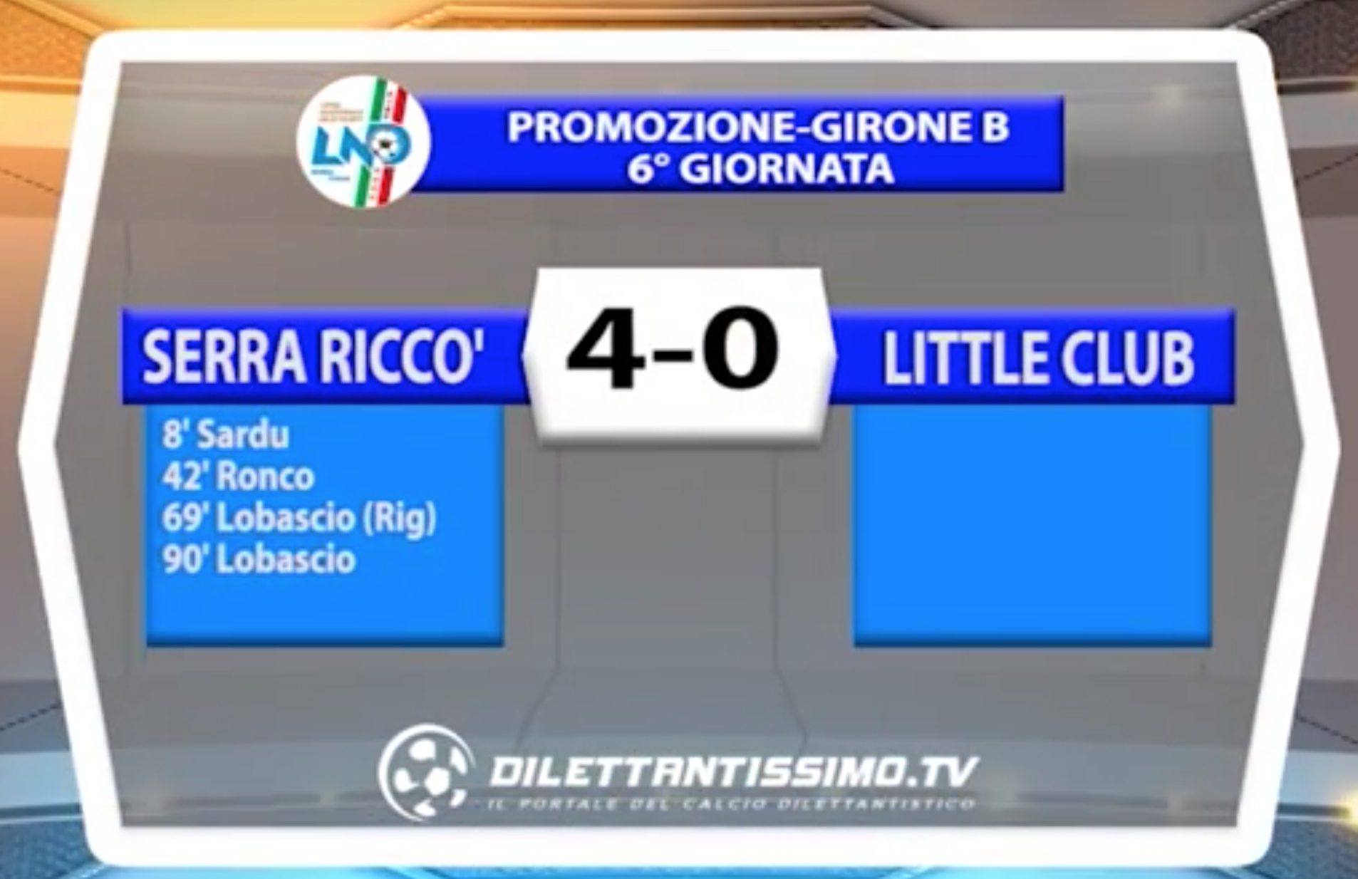 SERRA RICCO’ – LITTLE CLUB 4-0  PROMOZIONE GIRONE B 16/10/2016 –