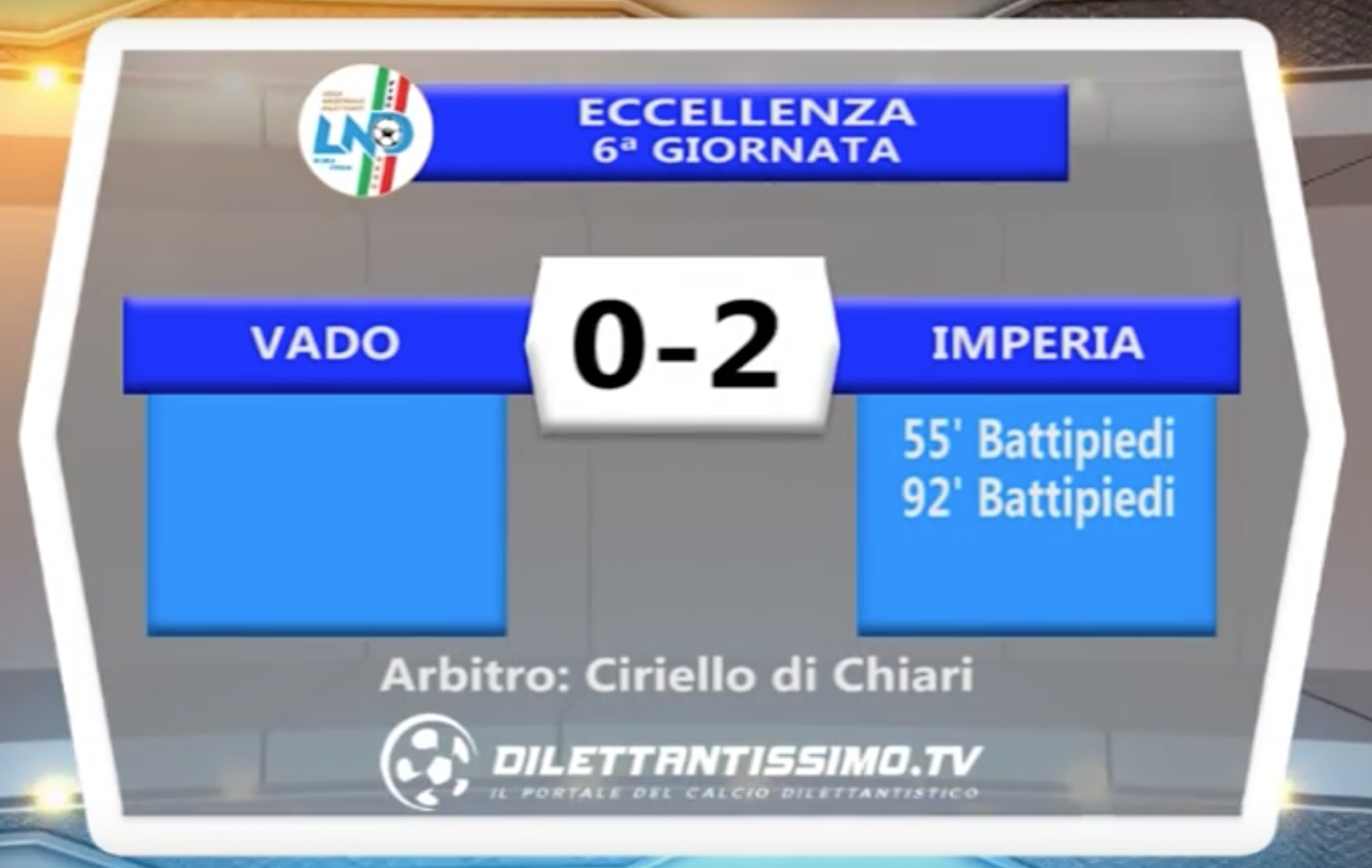 VADO – IMPERIA 0-2 | ECCELLENZA LIGURE 16 OTTOBRE 2016