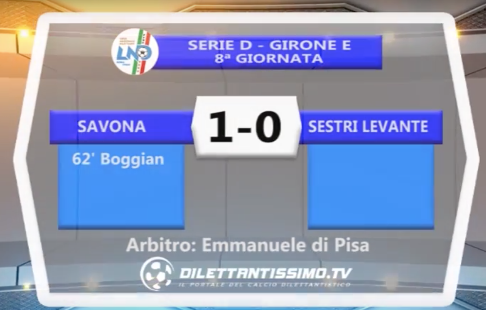 SAVONA – SESTRI LEVANTE 1-0  SERIE D 23/10/16