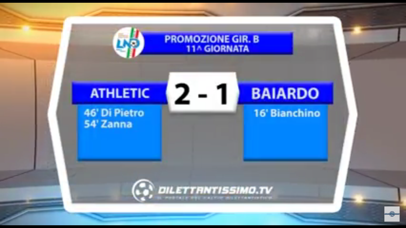 VIDEO: ATHLETIC-A.BAIARDO 2-1. Promozione B. 11ª Giornata