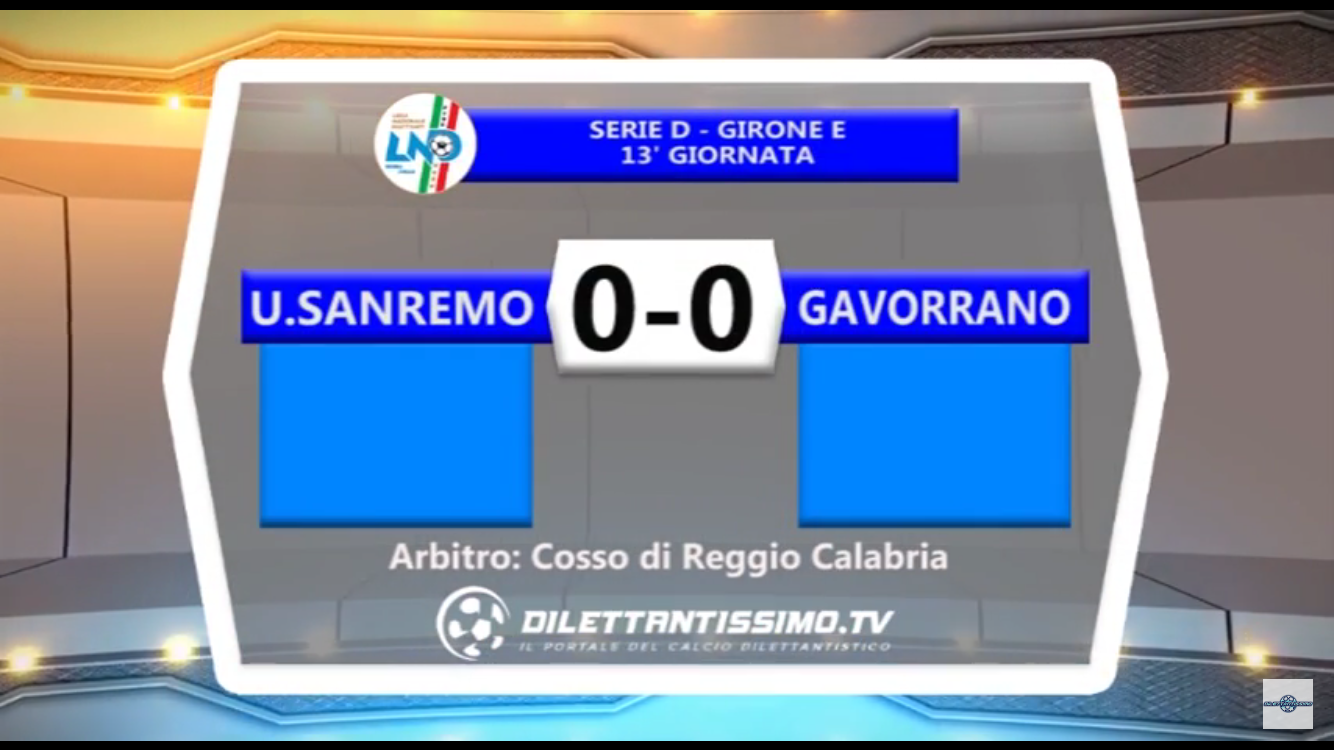 VIDEO: SANREMESE-GAVORRANO 0-0. Serie D Girone E 13ª giornata