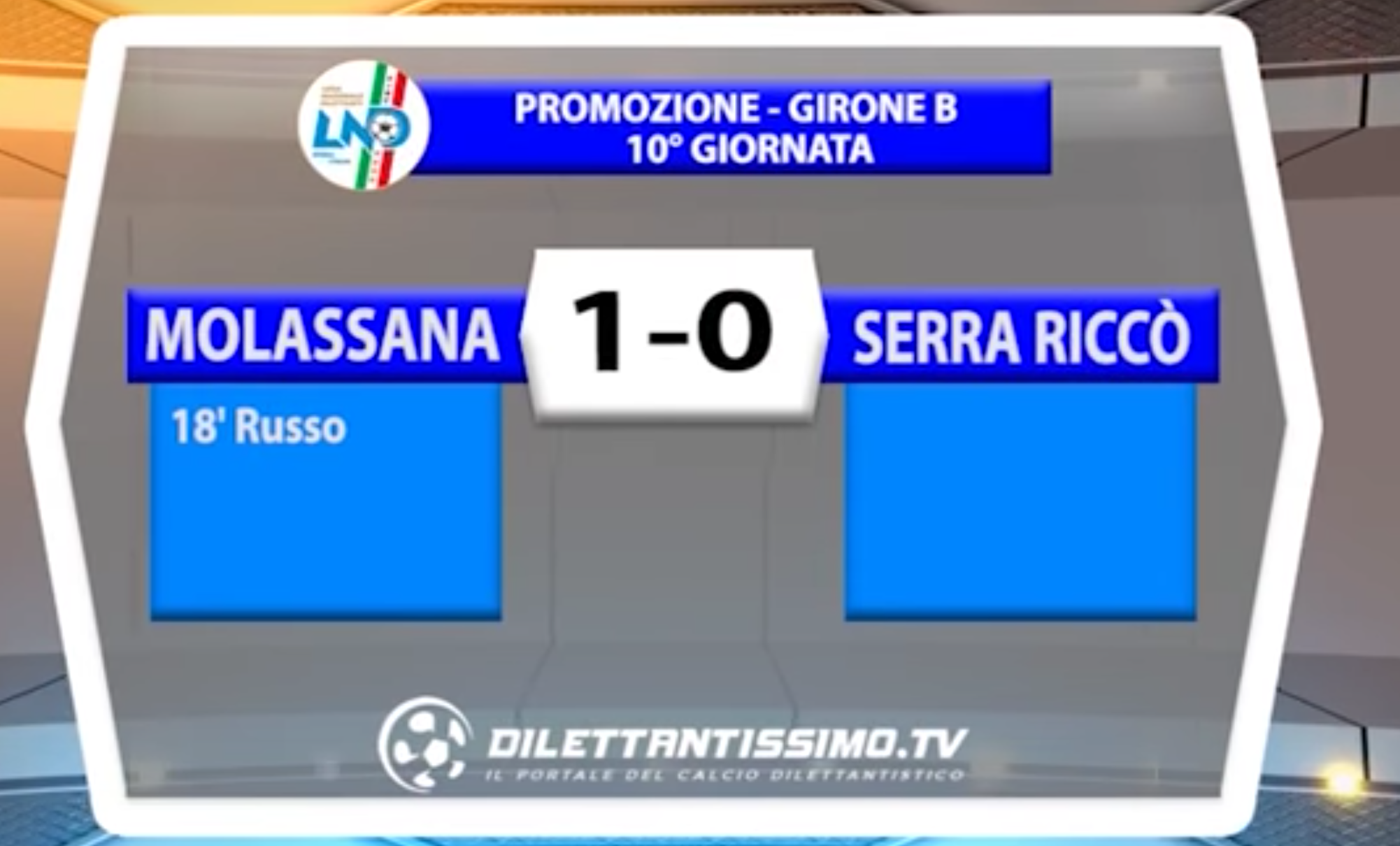 PROMOZIONE GIR. B   MOLASSANA – SERRA RICCO’ 1-0