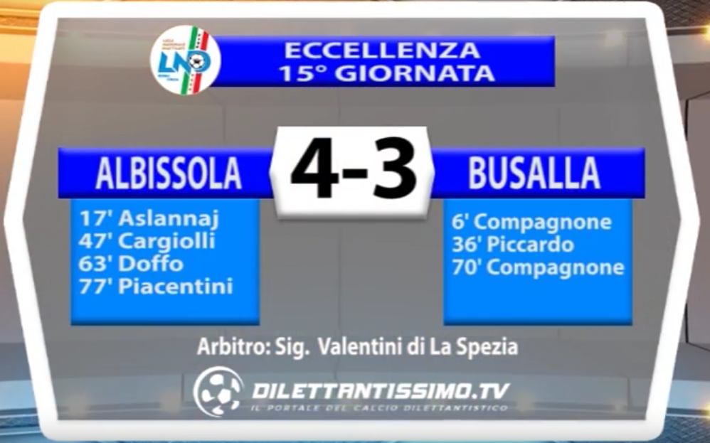 18/12/16 – ALBISSOLA – BUSALLA 4-3 | ECCELLENZA 15A Giornata
