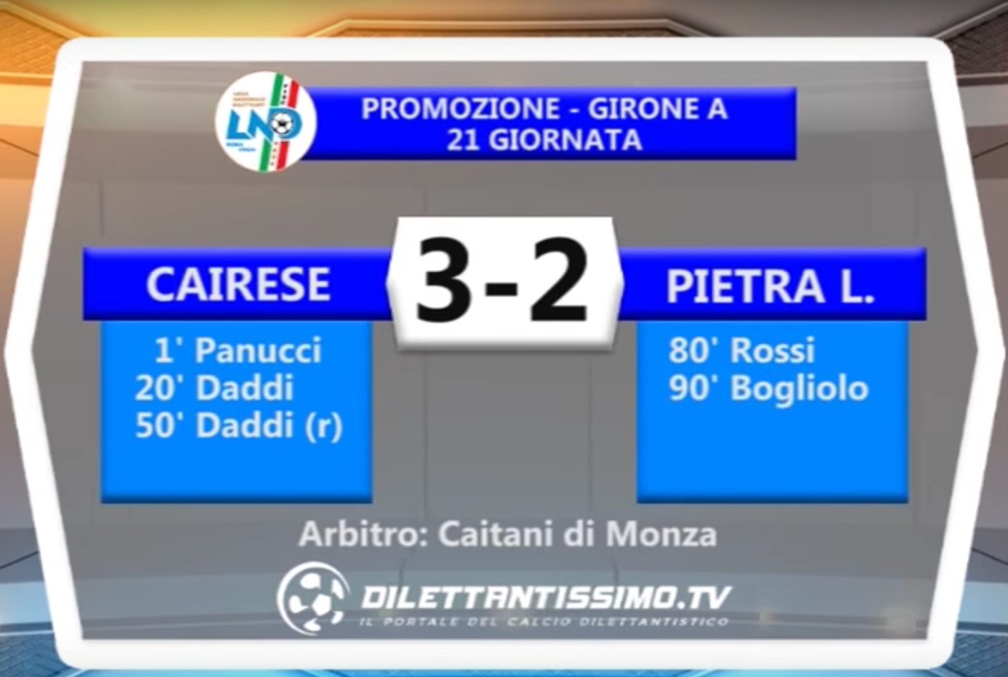 CAIRESE – PIETRA 3-2 | PROMOZIONE GIR. A