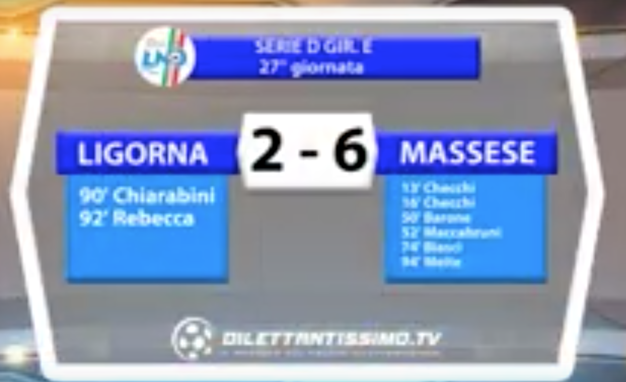 LIGORNA – MASSESE 2 – 6  SERIE D GIR. E