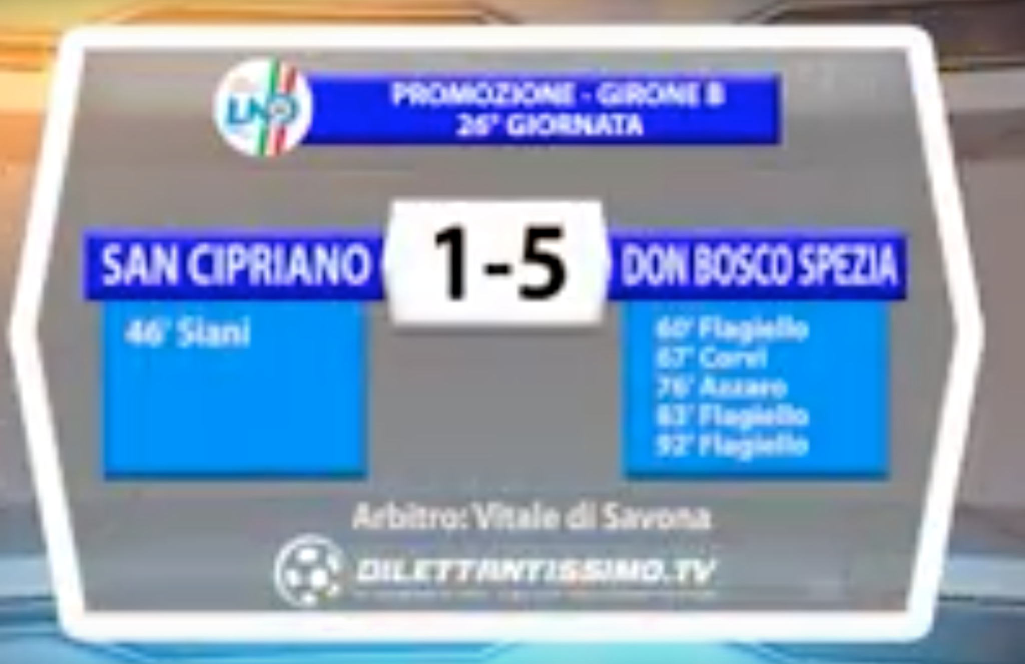 SAN CIPRIANO – DON BOSCO SPEZIA 1-5 | PROMOZIONE B