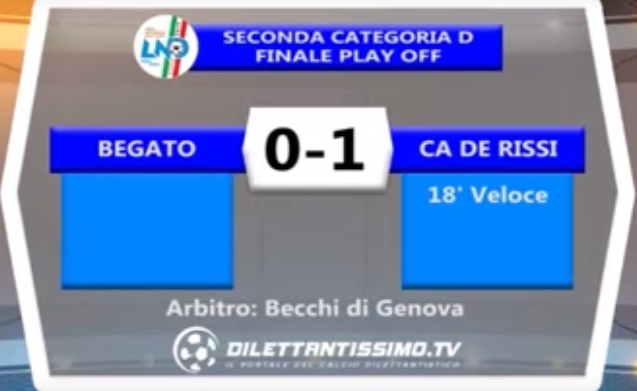 FINALE PLAY OFF SECONDA CATEGORIA D BEGATO – CA DE RISSI 0-1