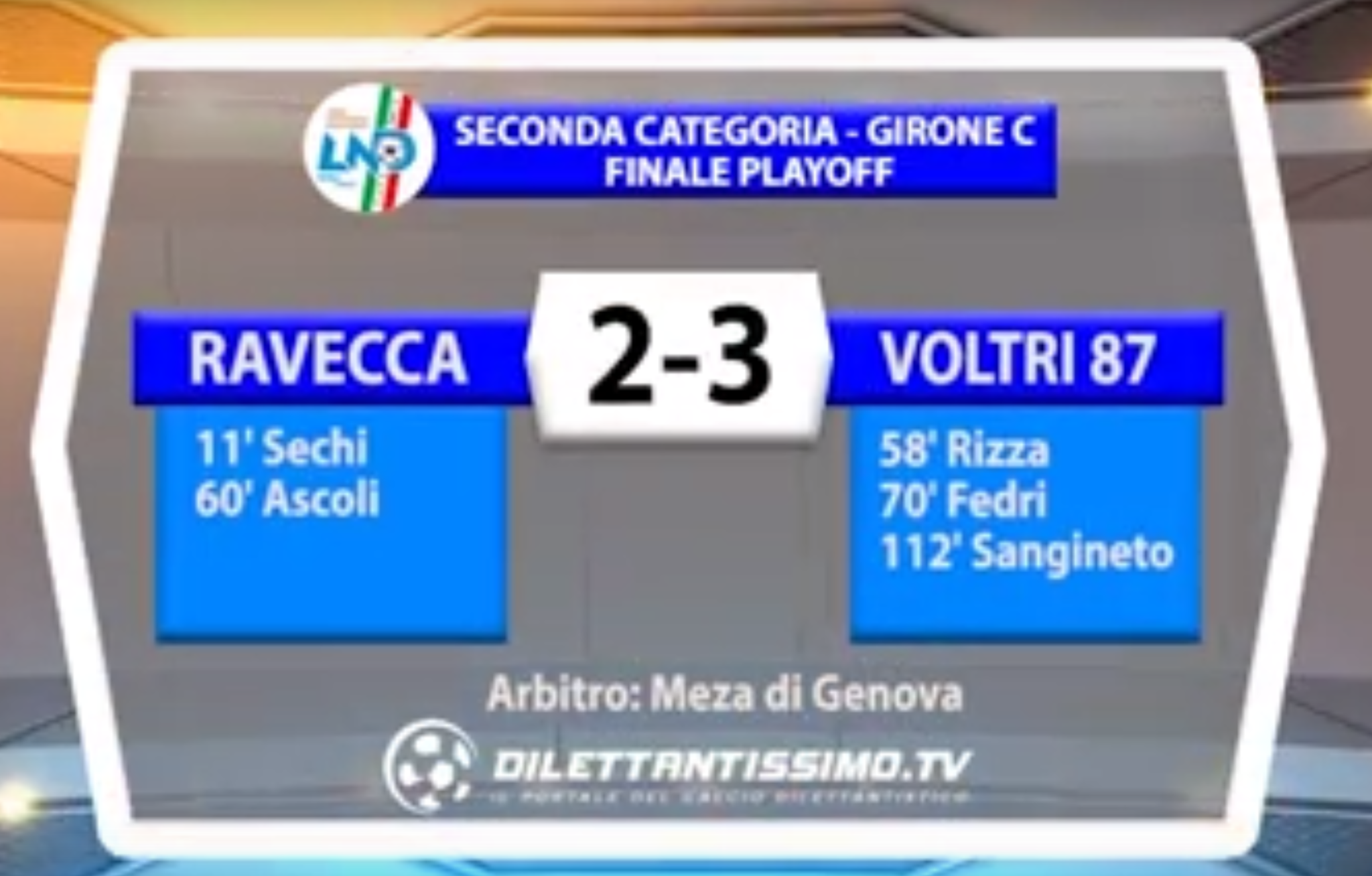 SECONDA CAT. GIR. C  FINALE PLAYOFF RAVECCA – VOLTRI 87 2-3