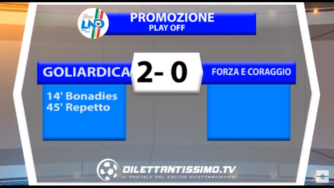 VIDEO: GOLIARDICA-FORZA e CORAGGIO: 2-0 Play Off Promozione B