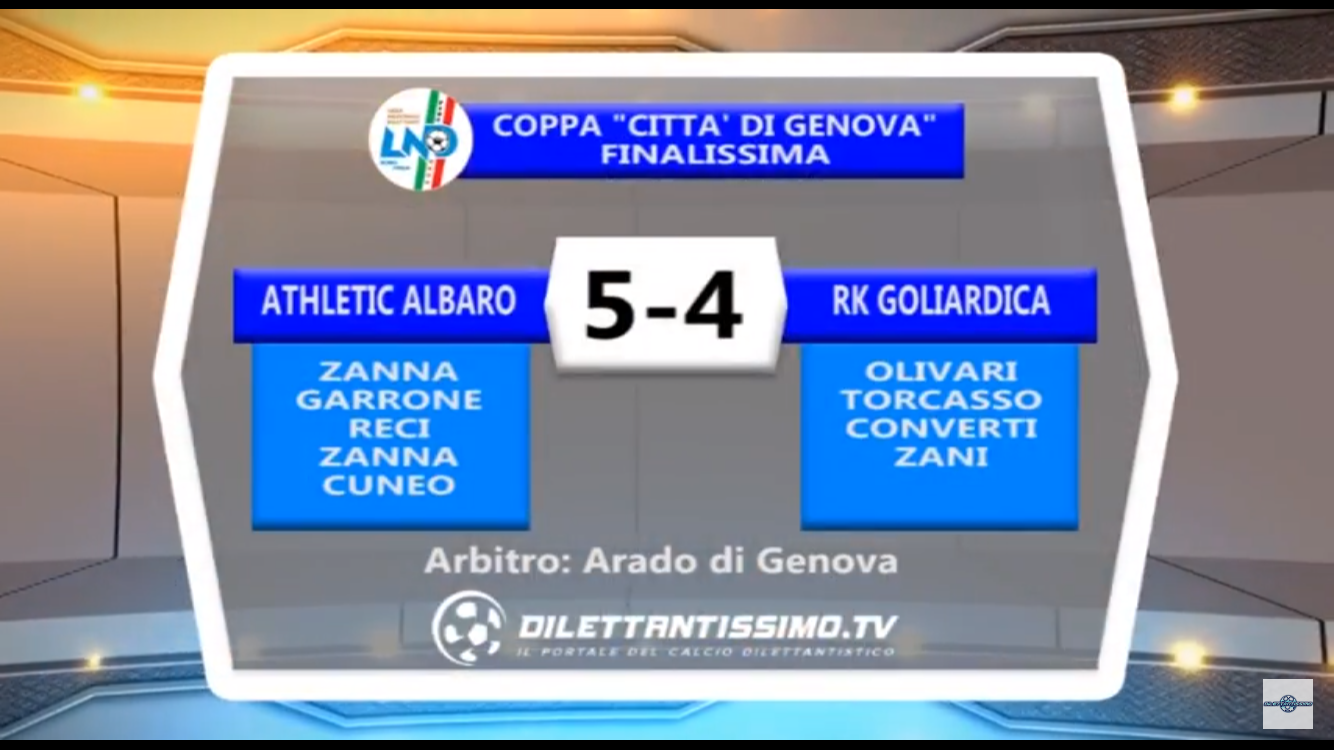 VIDEO: ATHLETIC ALBARO -RK GOLIARDICA 5-4. Finale Coppa Città di Genova