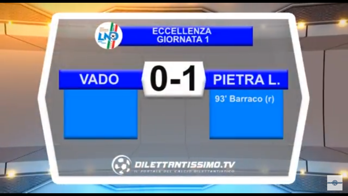 VIDEO: VADO – PIETRA LIGURE 0-1. Eccellenza 1ª Giornata