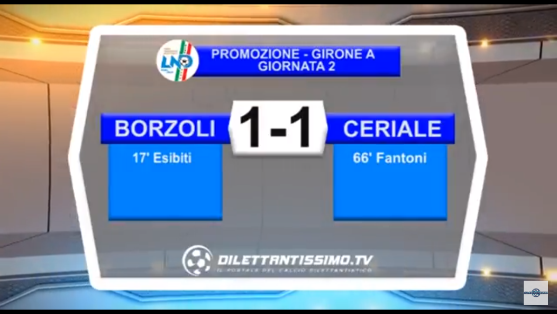 VIDEO BORZOLI-CERIALE 1-1. Promozione Girone A
