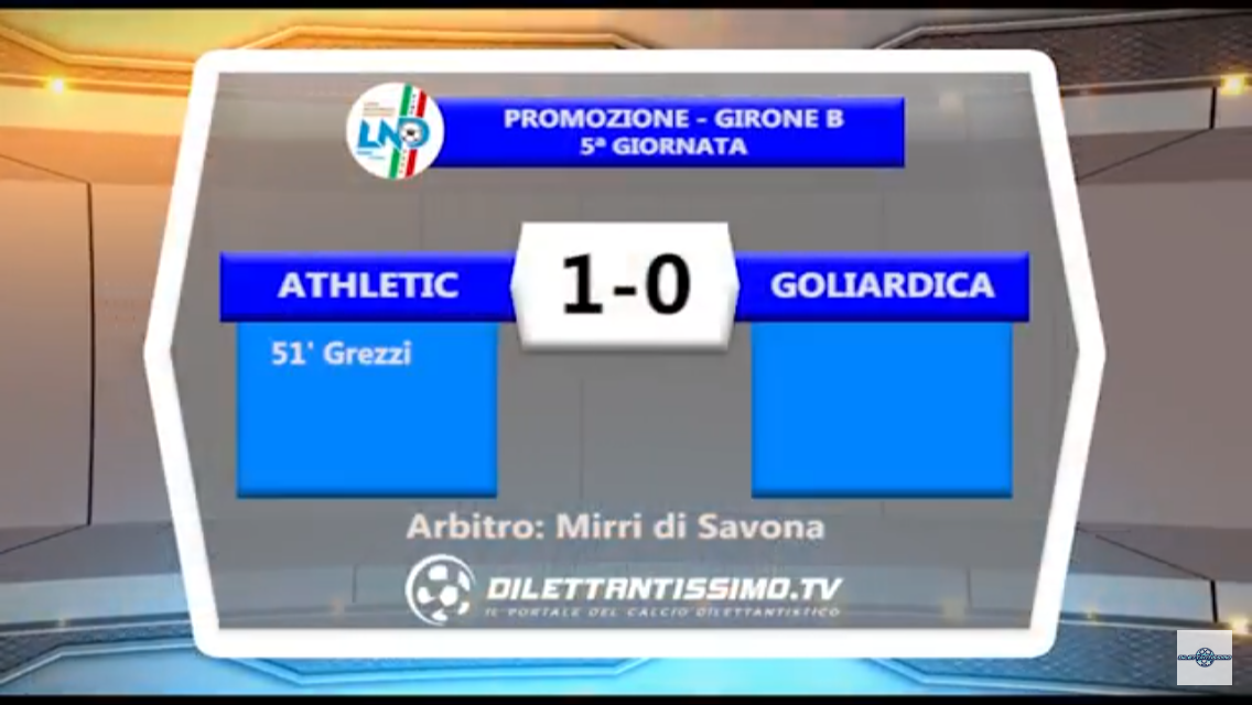 Video: ATHLETIC-GOLIARDICA 1-0. Promozione B 5ª Giornata