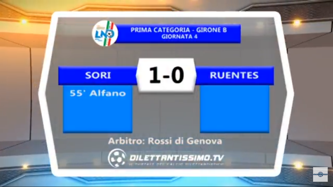 VIDEO: SORI-RUENTES 1-0. 1ª Categoria B 4ª Giornata