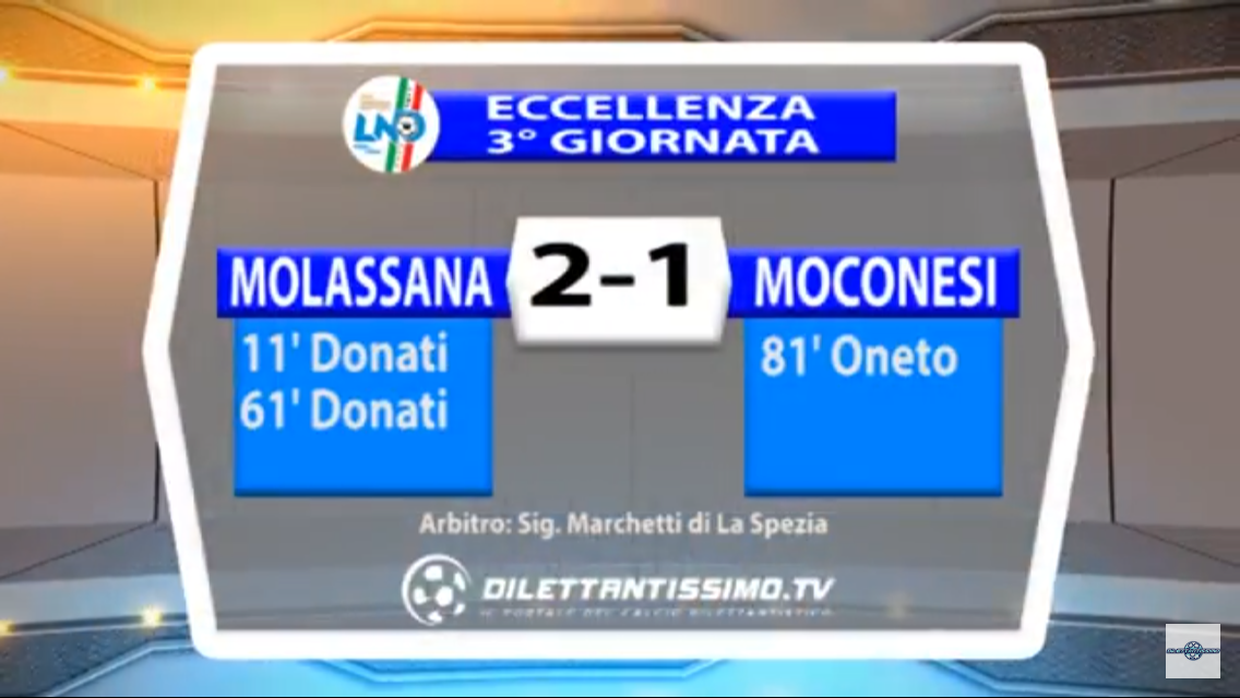 VIDEO: MOLASSANA – MOCONESI 2-1. ECCELLENZA 3ª Giornata