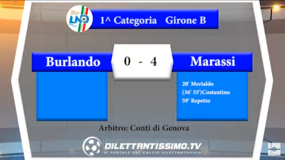 Video: Burlando-Marassi 0-4. 1ª Categoria B 6ª Giornata