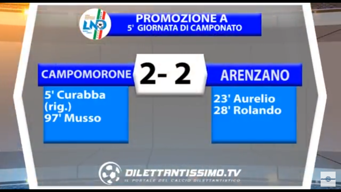 Video: CAMPOMORONE-ARENZANO 2-2. Promozione Girone A 5ª Giornata 15/10/2017