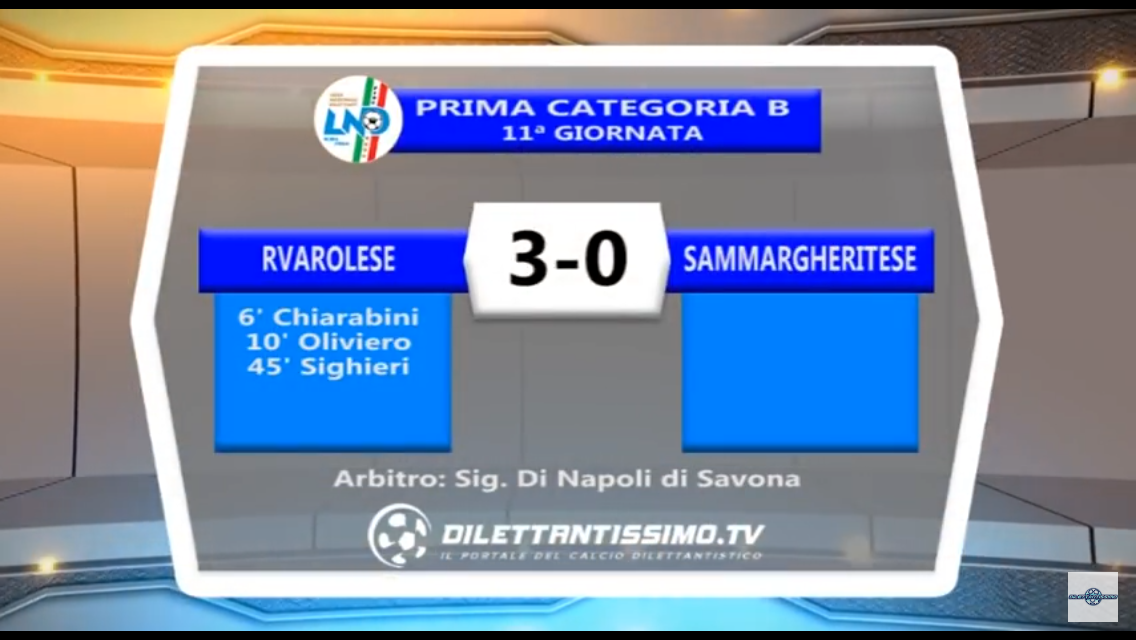 Video Eccellenza: RIVAROLESE-SAMMARGHERITESE 3-0, Giornata 11ª