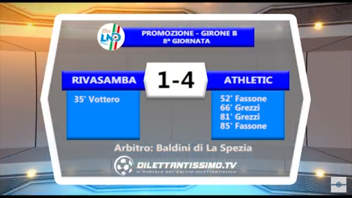 VIDEO: RIVASAMBA-ATHLETIC 1-4. Promozione B 8ª Giornata