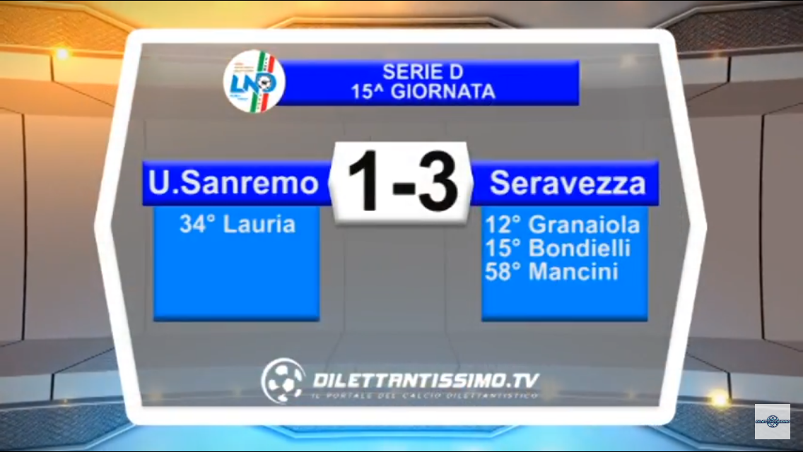Video: SANREMESE-SERAVEZZA 1-3. Serie D Girone E 15ª giornata