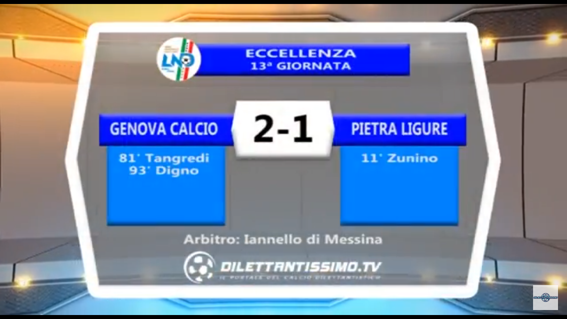 Video: GENOVA CALCIO-PIETRA LIGURE 2-1. Eccellenza 13^ Giornata