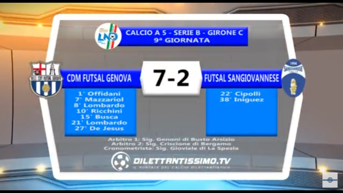 Video: CDM FUTSAL GENOVA-SANGIOVANESE 7-2. Serie B 9ª Giornata