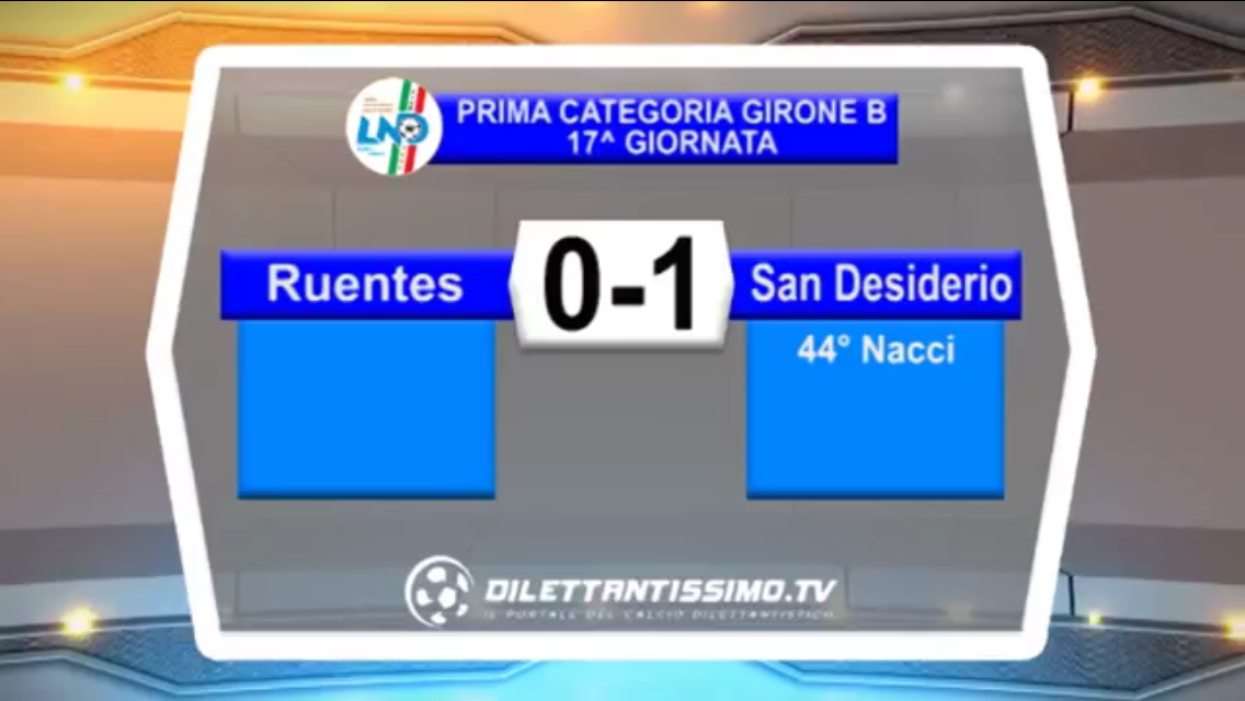 VIDEO: RUENTES – SANDESIDERIO 0-1.  Prima Categoria  B