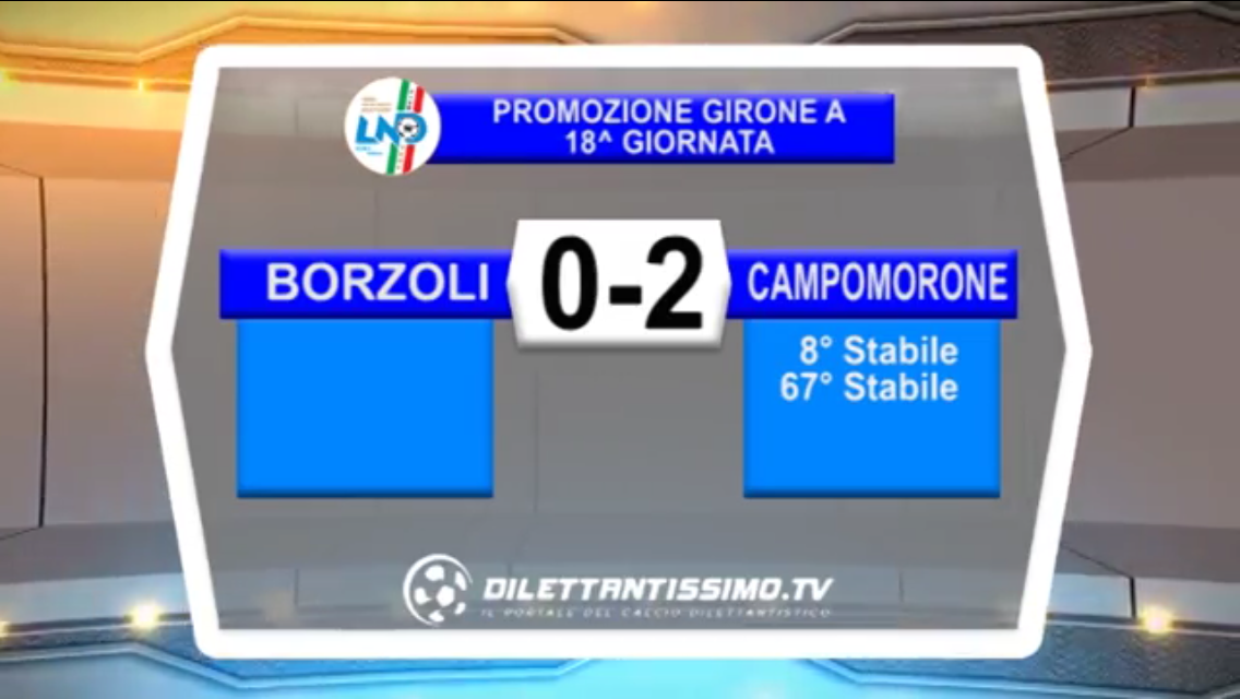 VIDEO: BORZOLI-CAMPOMORONE 0-2. Promozione A 18ª Giornata